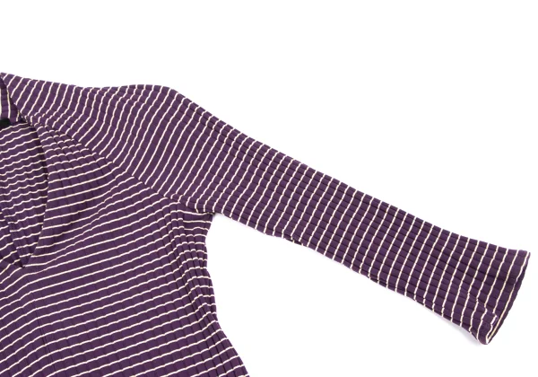 gigli Nylon V-neck Striped Rib Knit Top K-172348_005