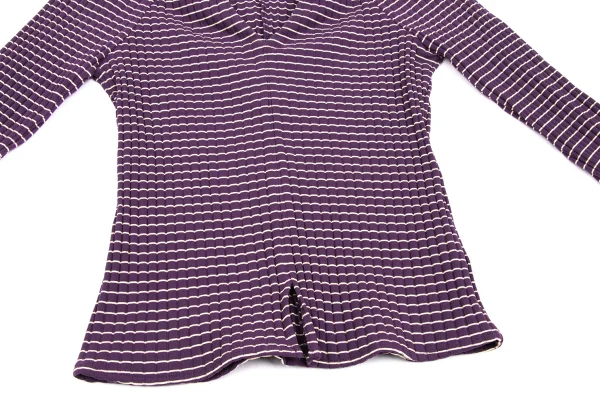 gigli Nylon V-neck Striped Rib Knit Top K-172348_007