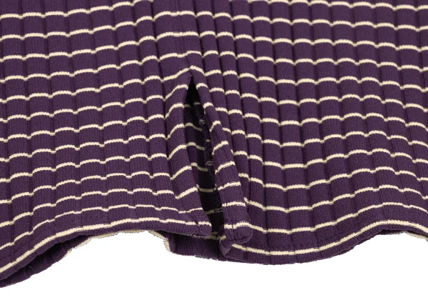 gigli Nylon V-neck Striped Rib Knit Top K-172348_008