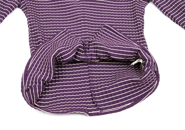gigli Nylon V-neck Striped Rib Knit Top K-172348_009
