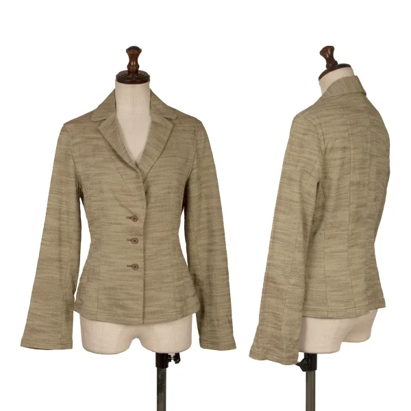 gigli Cotton Blend Textured-weave 3B Jacket Beige 38 K-172351_001