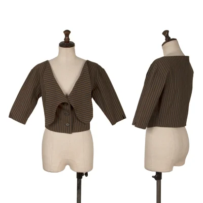 gigli Cotton Blend Striped Short Jacket