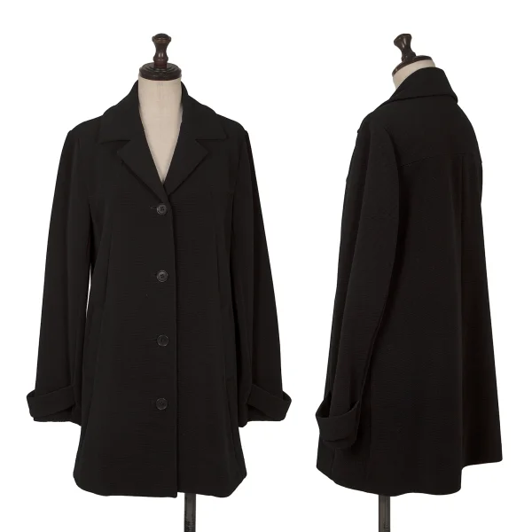 gigli Ribbed Texture Stretch Long Jacket  Black 38 K-172353_001