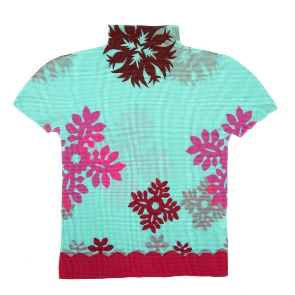 ISSEY MIYAKE me Graphic Print Stretch Pleats Turtleneck T Shirt K-172356_002