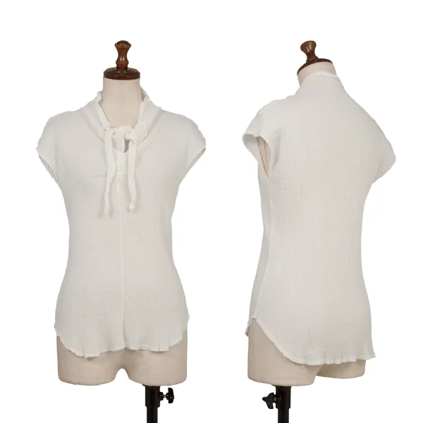 ISSEY MIYAKE me Crepe Pleats Knot Neck Sleeveless White Free K-172358_001