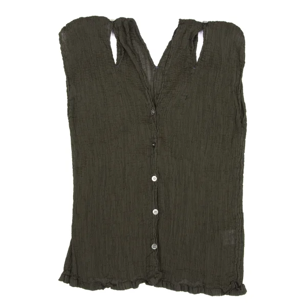 ISSEY MIYAKE me Crepe Pleats Shoulder Buttons Sleeveless Top  K-172359_002