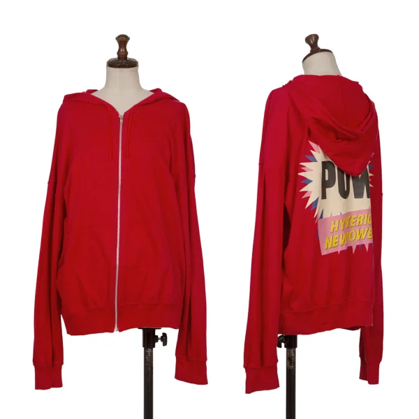 HYSTERIC GLAMOUR Back Print Zip-up Hoodie Red Free K-172367_001