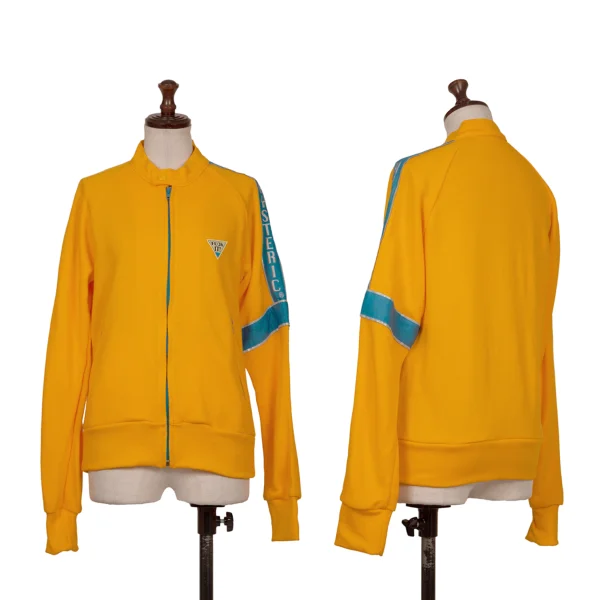 HYSTERIC GLAMOUR Logo Tape Switching Band Collar Blouson Yellow,Blue Free K-172368_001