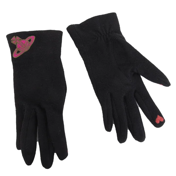 Vivienne Westwood Orb Embroidery Knit Glove Black  K-172385_001
