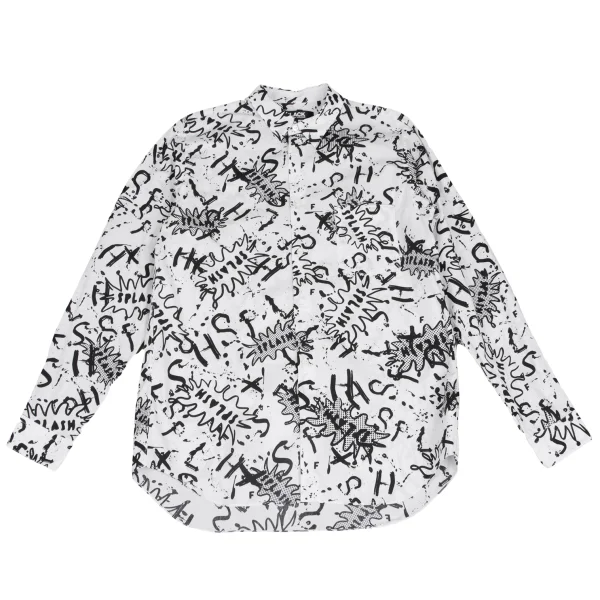 BLACK COMME des GARCONS Splash Print Back Zip Shirt White,Black XL K-172394_001