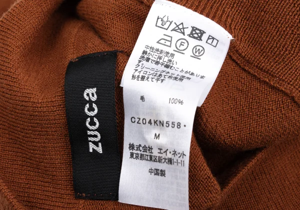 ズッカzucca ウールサイドボタンモックネックニットセーター  茶M K-172413_011