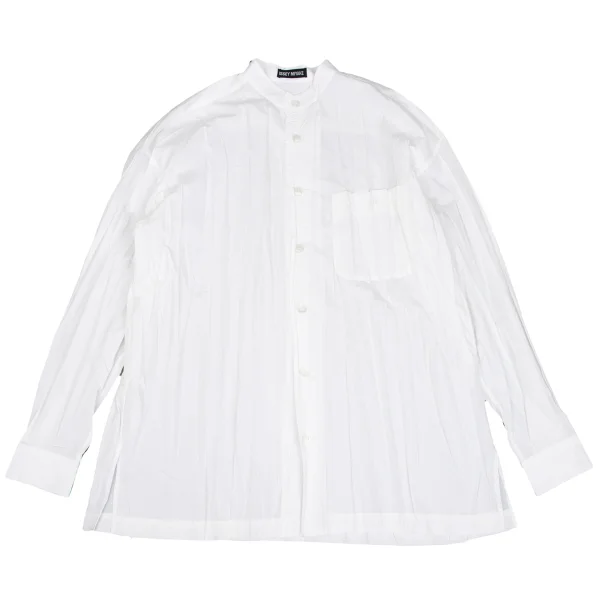 ISSEY MIYAKE MEN Wrinkle Pleated Band Collar Shirt White XL K-172424_001