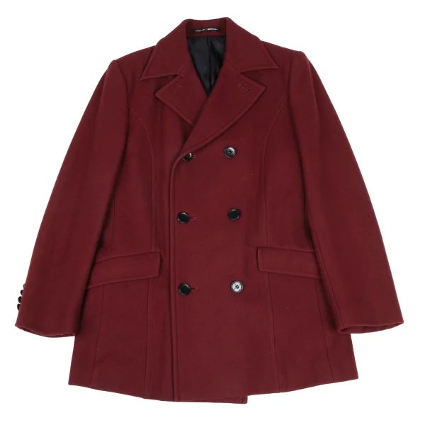 Jean Paul GAULTIER HOMME objet Wool Pea Coat Bordeaux 46 K-172425_001