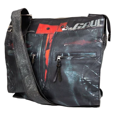 Jean Paul GAULTIER Motorcycle Jacket Printed Shoulder Bag