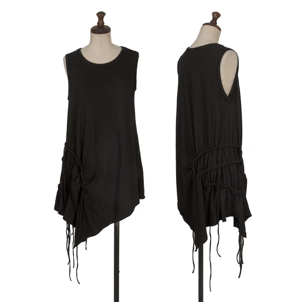 Y's Side String Drape Sleeveless Tunic Black 2 K-172435_001