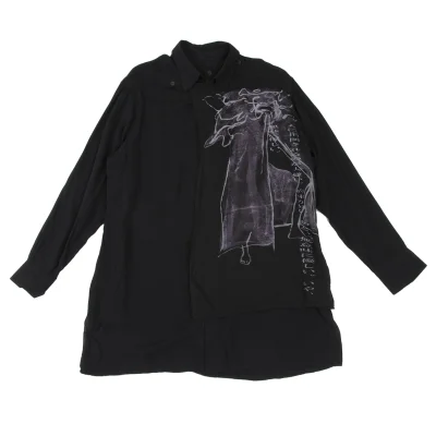BLACK Scandal Yohji Yamamoto Rayon Message Print Shirt