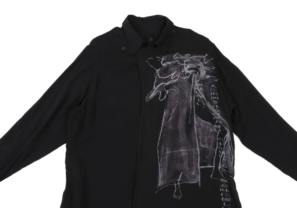 BLACK Scandal Yohji Yamamoto Rayon Message Print Shirt K-172436_002