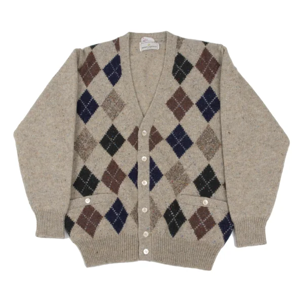 Papas LAIDLAW & FAIRGRIEVE Wool Argyle Knit Cardigan Beige,Multi-Color S-M K-172438_001