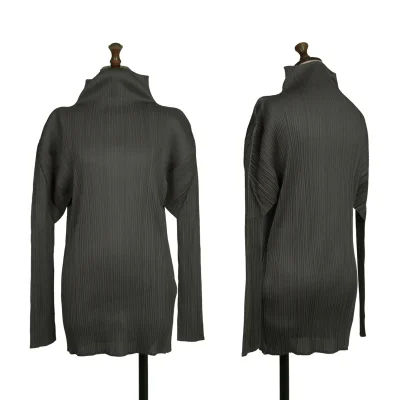 PLEATS PLEASE Pleated High-neck Long Sleeve Top
