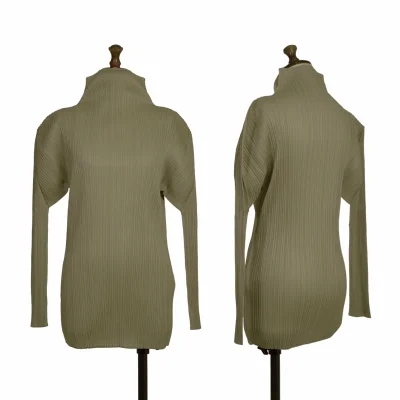 PLEATS PLEASE Pleated High-neck Long Sleeve Top