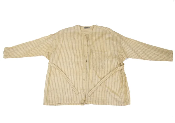 ASHA BY MDS Cotton Stripe Patch No Collar Shirt K-172456_002