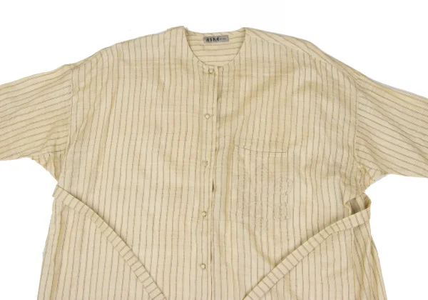 ASHA BY MDS Cotton Stripe Patch No Collar Shirt K-172456_003