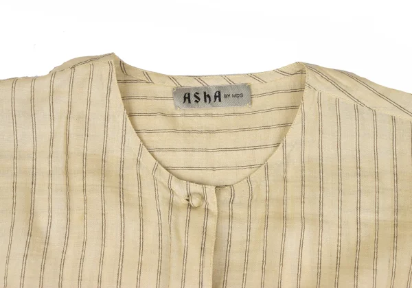 ASHA BY MDS Cotton Stripe Patch No Collar Shirt K-172456_004