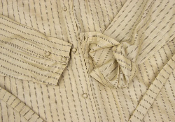 ASHA BY MDS Cotton Stripe Patch No Collar Shirt K-172456_008