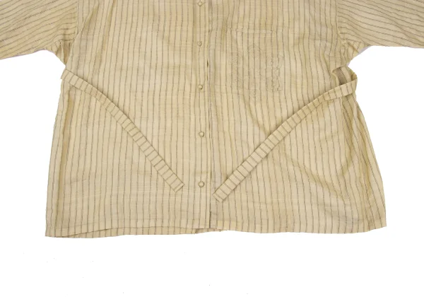 ASHA BY MDS Cotton Stripe Patch No Collar Shirt K-172456_009
