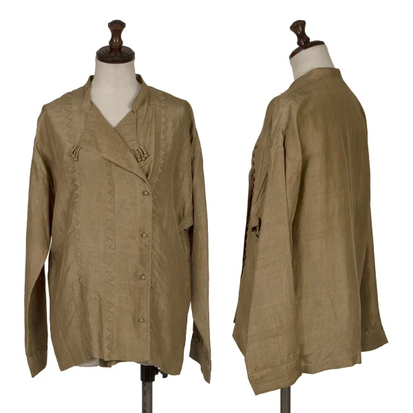ASHA BY MDS Cutting Silk Shirt Jacket Mocha S-M K-172457_001