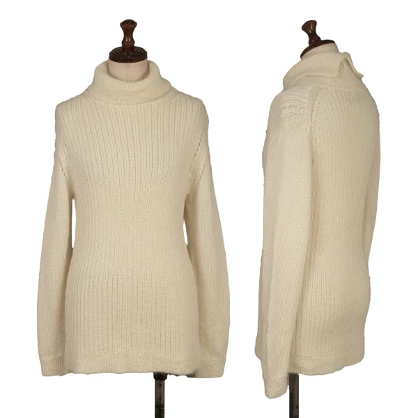tricot COMME des GARCONS Mohair Rib Turtle Neck Sweater Cream S-M K-172464_001