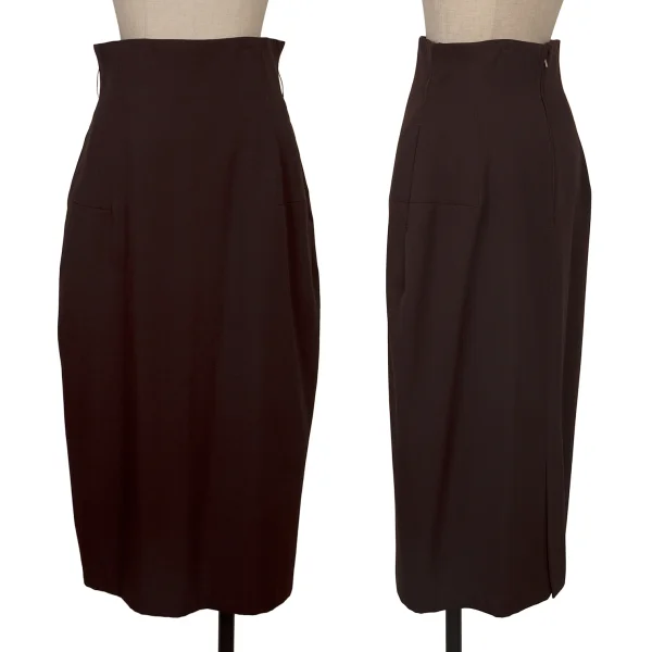 Yohji Yamamoto×THE GINZA STORY Wool Back Slit Skirt Brown S-M K-172471_001