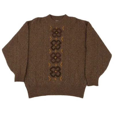 KENZO Floral Jacquard Cable Knit Sweater