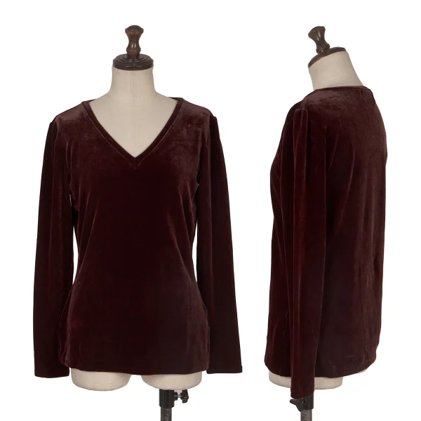 Ralph Lauren Velour V-neck Top Bordeaux L K-172474_001