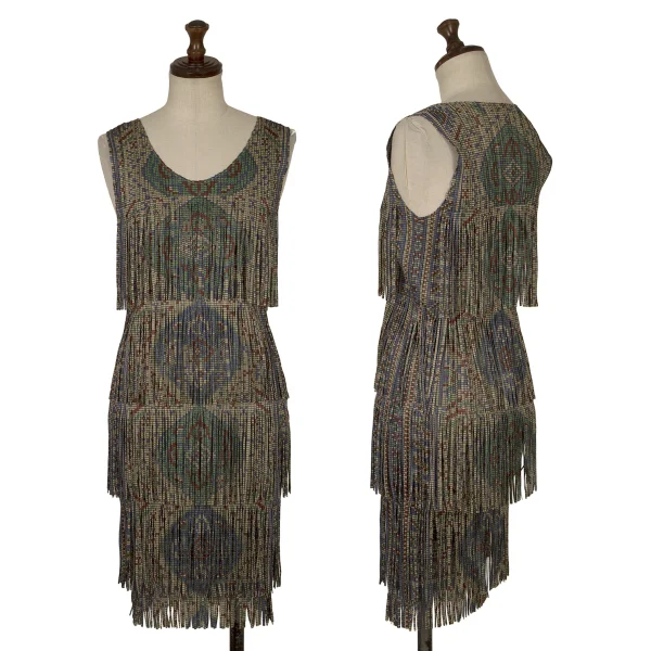 PLEATS PLEASE Persian Pattern Fringe Sleeveless Tunic Multi-Color 3 K-172477_001