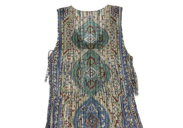 PLEATS PLEASE Persian Pattern Fringe Sleeveless Tunic K-172477_003