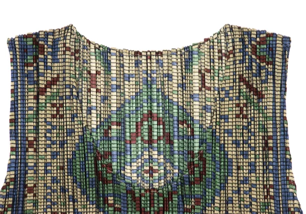 PLEATS PLEASE Persian Pattern Fringe Sleeveless Tunic K-172477_004