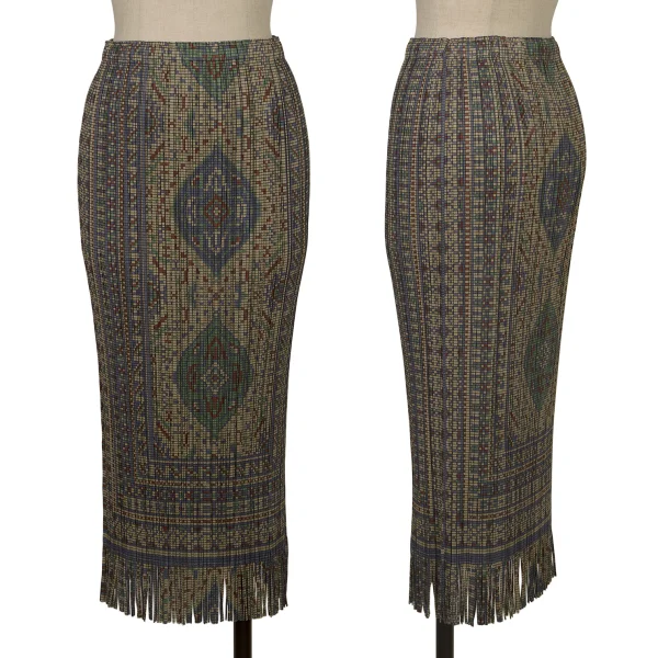 PLEATS PLEASE Persian Pattern Fringe Skirt Multi-Color 2 K-172478_001