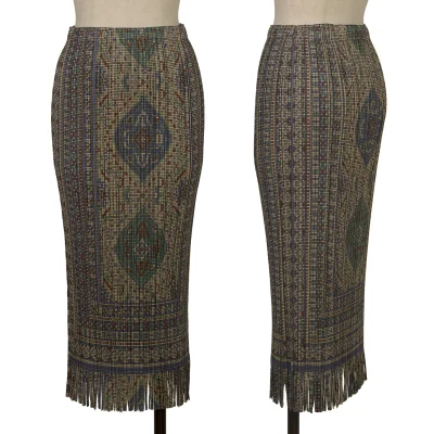 PLEATS PLEASE Persian Pattern Fringe Skirt
