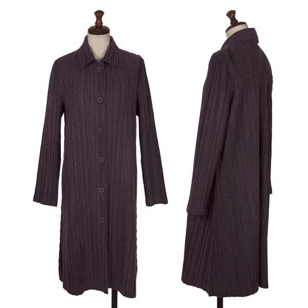 PLEATS PLEASE Brushed Pleated Coat Purple 3 K-172479_001