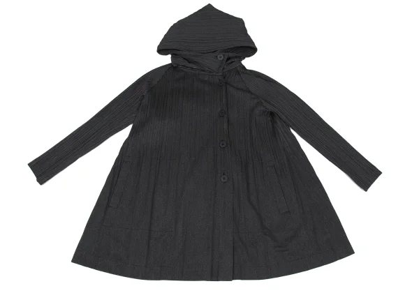 PLEATS PLEASE Poly Cotton Pleats Short Hooded Coat K-172482_002