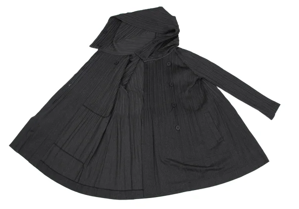 PLEATS PLEASE Poly Cotton Pleats Short Hooded Coat K-172482_012