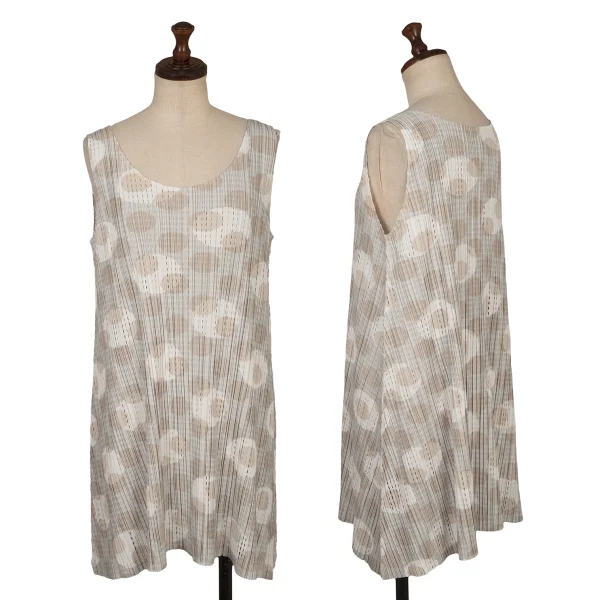 PLEATS PLEASE Dot Cutting Sleeveless Flare Tunic Grey,White,Beige 3 K-172489_001