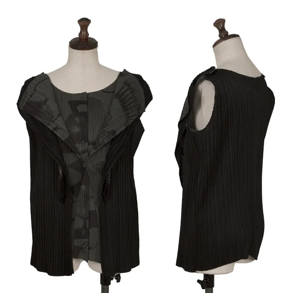 PLEATS PLEASE Kitchen Tool Print Layered Design Top Khaki,Black,Charcoal 3 K-172490_001
