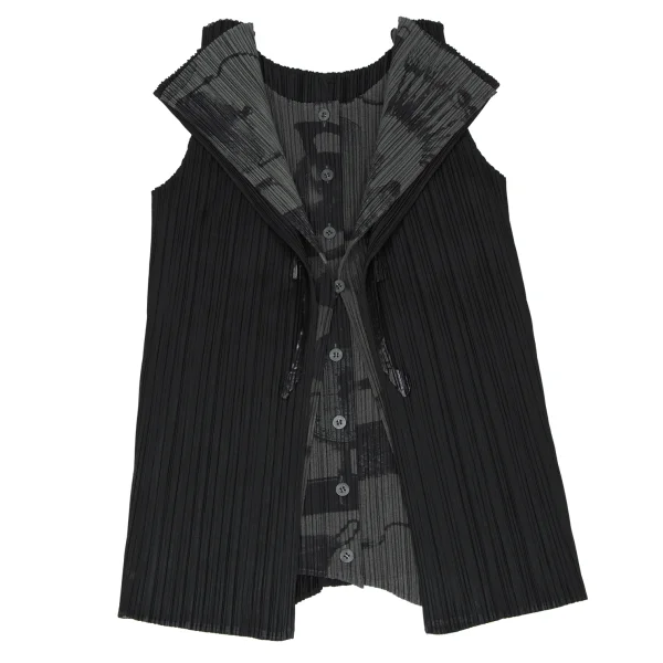 PLEATS PLEASE Kitchen Tool Print Layered Design Top K-172490_002