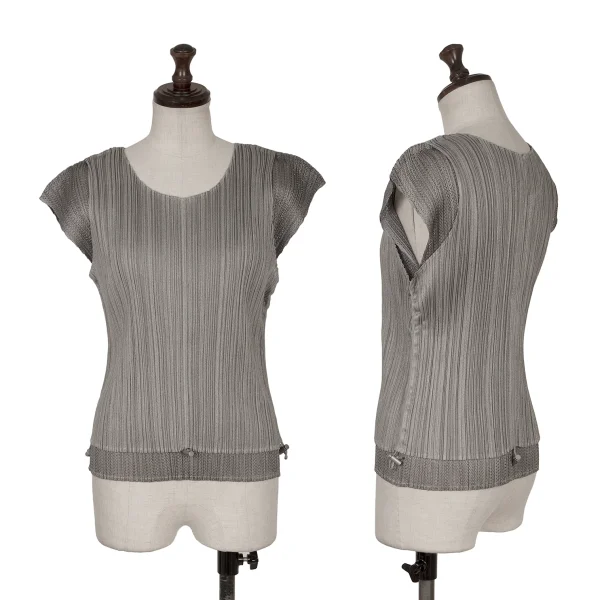 PLEATS PLEASE Drawstring Mesh Layered Design Top Grey 3 K-172491_001