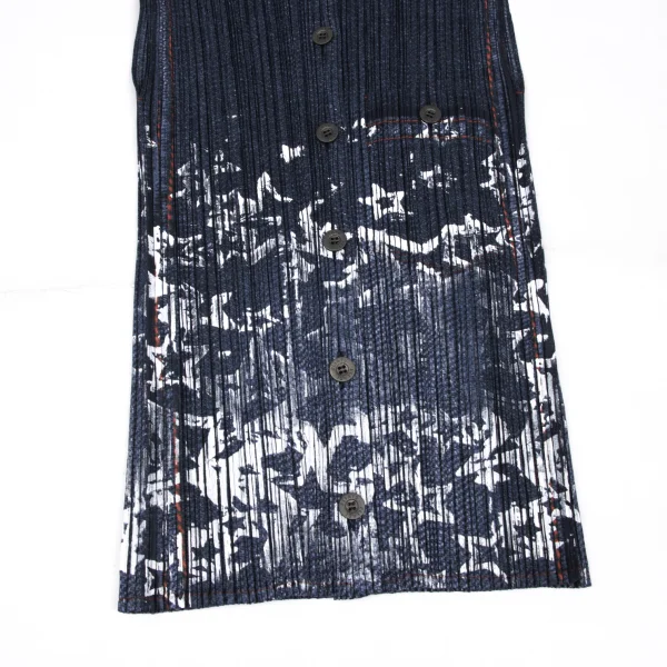 PLEATS PLEASE Denim Transfer Print Sleeveless Shirt K-172492_007