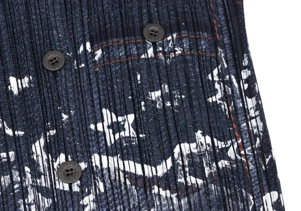 PLEATS PLEASE Denim Transfer Print Sleeveless Shirt K-172492_008