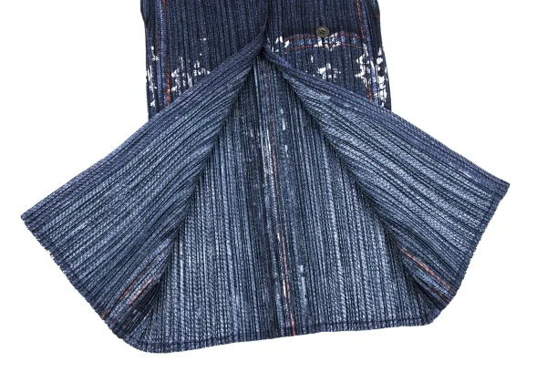 PLEATS PLEASE Denim Transfer Print Sleeveless Shirt K-172492_010