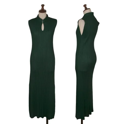 PLEATS PLEASE Chinese Buttons Sleeveless Dress